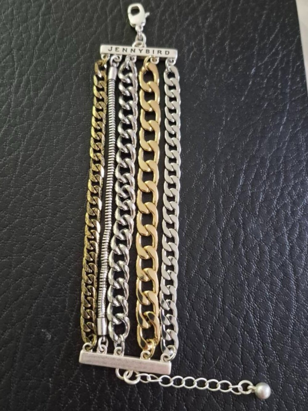 Jenny Bird Austin Cuff Mixed Metal Layered Chain Bracelet - Excellent Condition